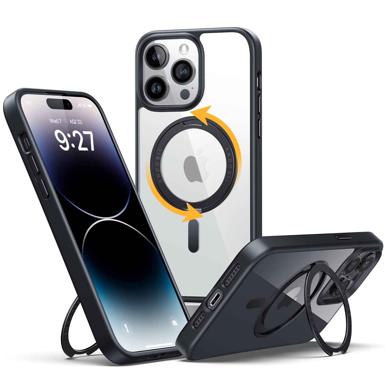 Andobil for iPhone 14 Pro Case with Stand[Easy Relax Series]