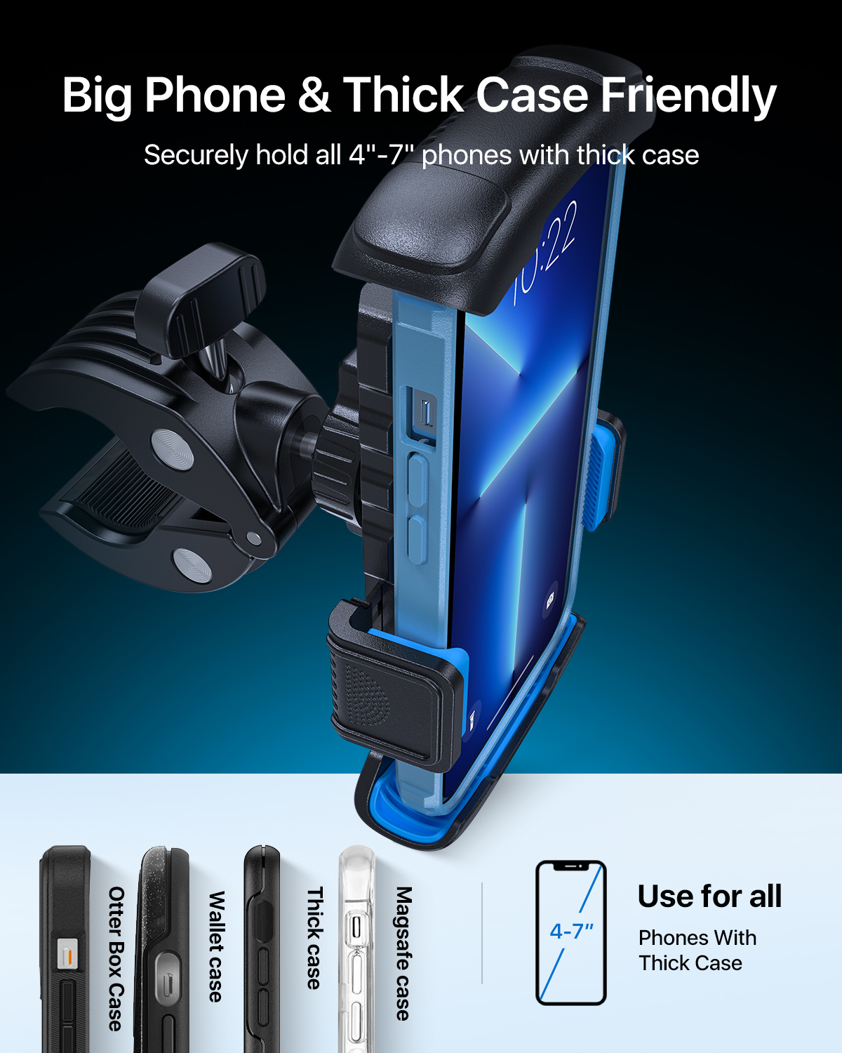 Car Phone Holder, [Thick Cases Friendly] Car Phone Holder Mount, Hands-Free  Phone Mount for Car Fit for iPhone for Samsung and Smartphone