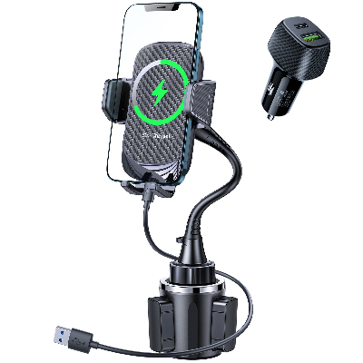 andobil Qi 10W Wireless Charger Car Mobile Phone Holder with Car Charger Ventilation & Suction Cup Fast Wireless Car Charger for iPhone 12 Mini 12 Pro Max 11 Samsung etc. 